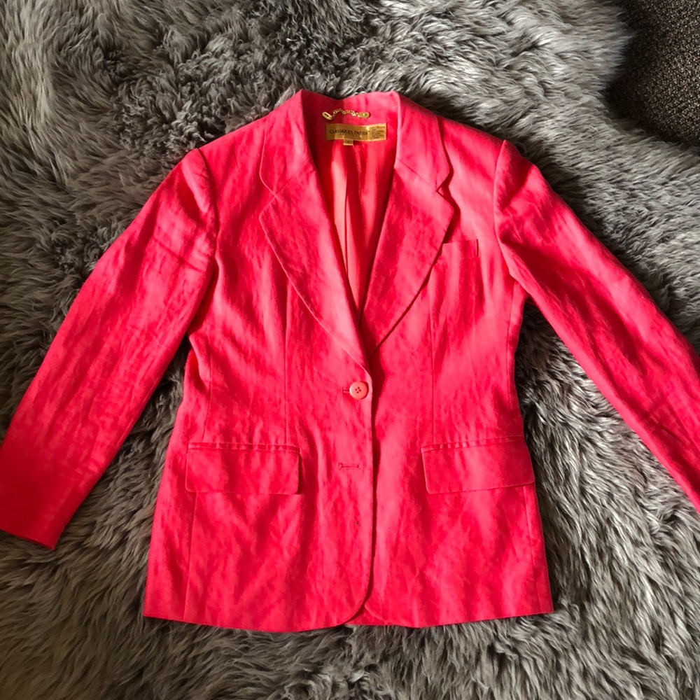 Pink linen women’s blazer
